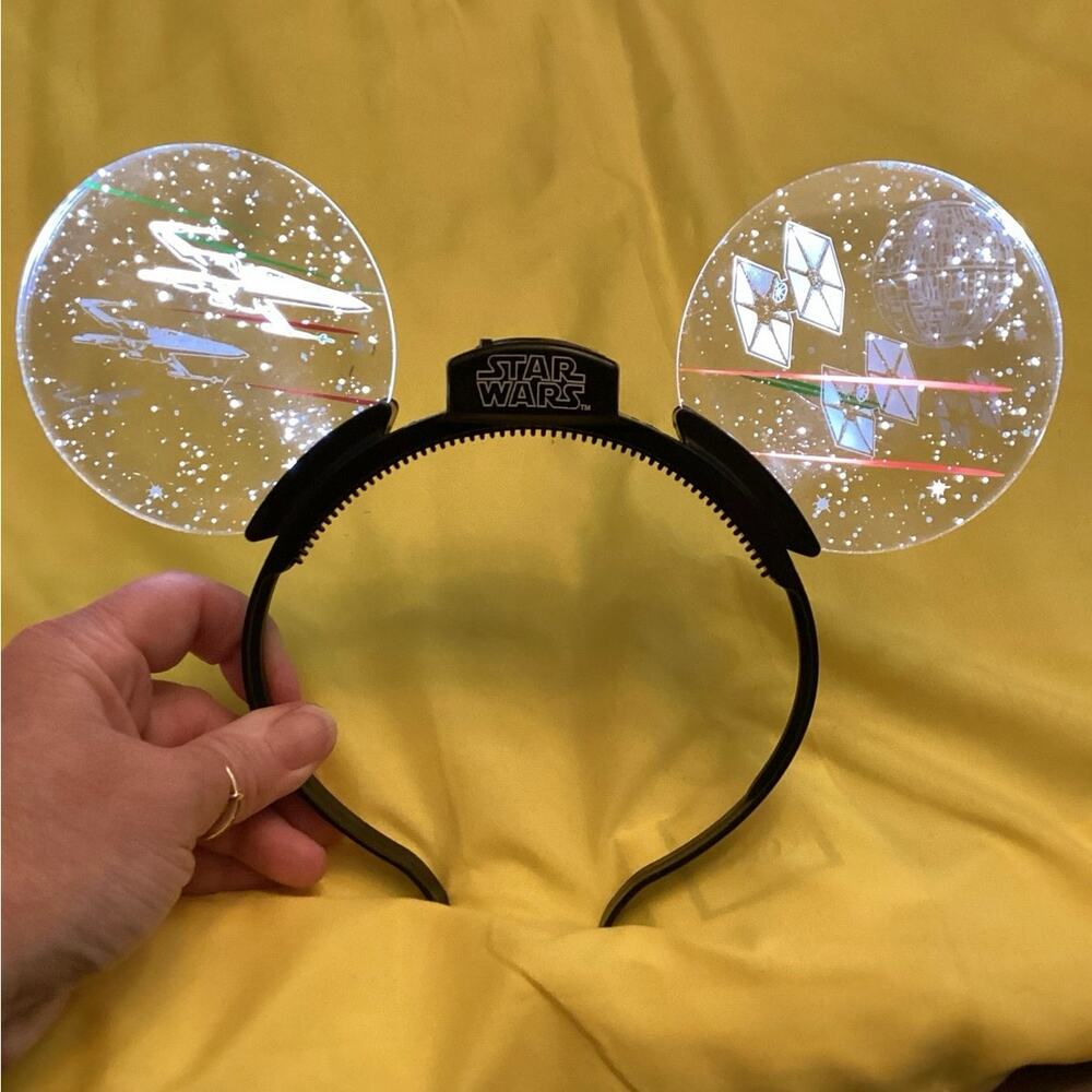 NWT Disney Parks Star Wars Light-Up Hyperspace Spacecrafts Mickey Ear Headband